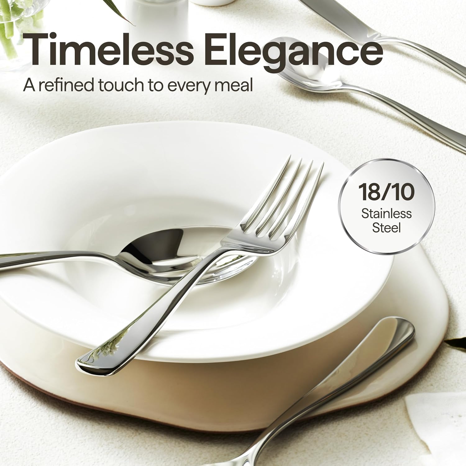 Luciella Tropea Flatware Set for 12, 65-Piece Premium 18/10 Stainless Steel Silverware Set